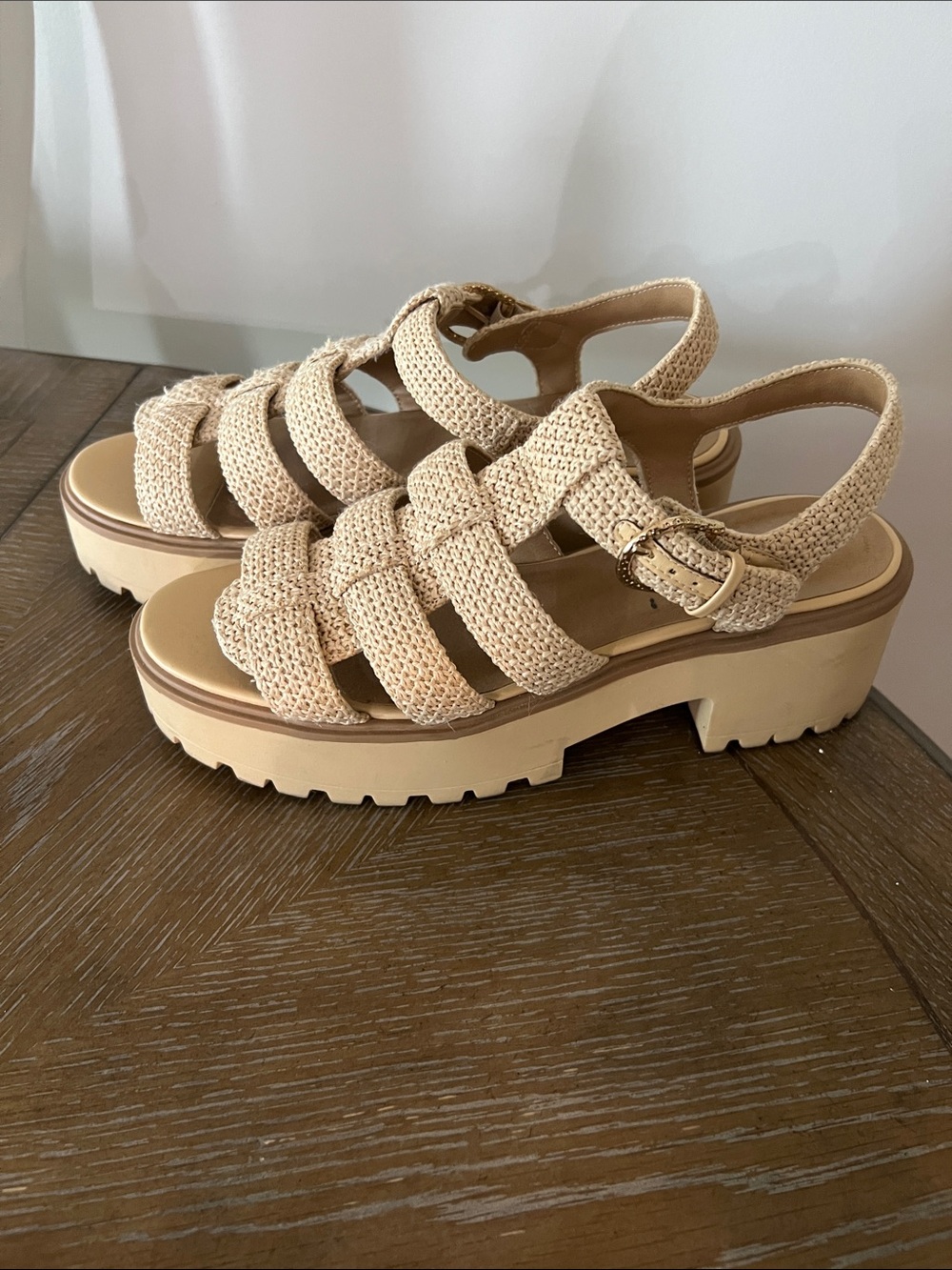Universal Thread Neutral Woven Platform Sandals